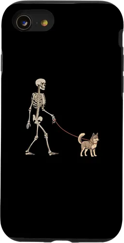 Vista 8 de Carcasa divertida para iPhone 12 mini de Alaska, Klee Kai, esqueleto para pasear al perro
