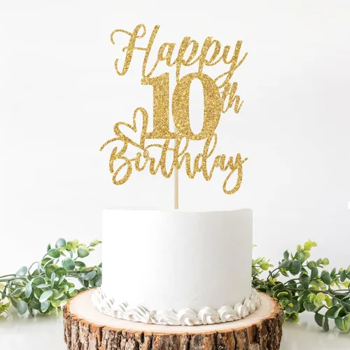 Vista 2 de Decoración para pastel de cumpleaños número 10, decoraciones de cumpleaños número 10, doble dígito, Hello 10, suministros para fiesta de cumpleaños