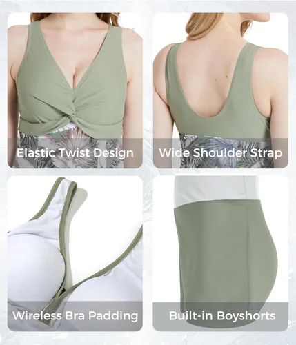 Vista 11 de Wantdo - Vestido de baño adelgazante, traje de baño de una pieza estilo pavo real, vintage, para mujer