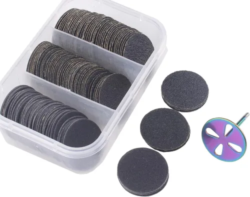 Vista 9 de Brocas de metal para disco de papel de lija de 0.984 in, broca de disco de lija de pedicura Mango 3/32, herramienta eléctrica de lima de pie