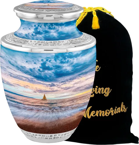 Vista 16 de Urnas de Cremación Personalizadas con Medallón Estético de Playa para Cenizas de Adultos Hombre Mujer - Urnas de Entierro de 200 libras para Cenizas