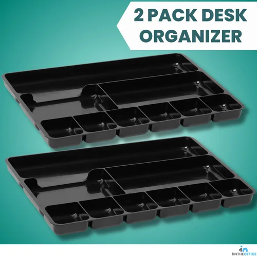 Vista 7 de 1InTheOffice Organizador de cajones de escritorio con 9 compartimentos para cajones (paquete de 2)