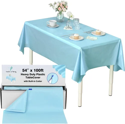 Vista 42 de Rollo de plástico para cubierta de mesa color verde manzana, 40 pulgadas x 100 pies, rollo de plástico resistente para cubierta de mesa de banquetes