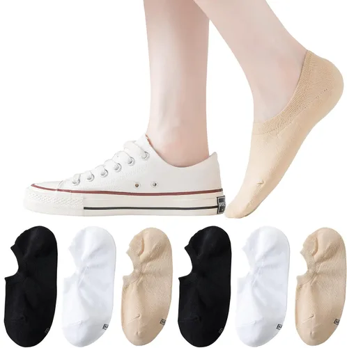 Vista 10 de Calcetines invisibles de algodón para mujer, de corte bajo, planos, 12