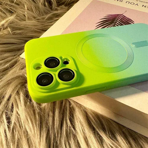 Vista 6 de Funda magnética para iPhone 13 Pro, color degradado, delgada, de silicona, suave, linda, con protector completo de cámara, cubierta a prueba