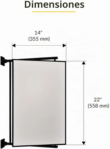 Vista 2 de BRIXWELL Pivot-N-Vue - Espejo rectangular con doble bisagra, acabado negro Negro mate