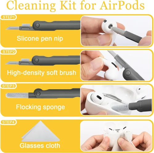 Vista 3 de Walrfid Airpods Limpiador electrónico de pantalla 7 en 1 Kit de limpieza para teclado de laptop Herramienta de limpieza