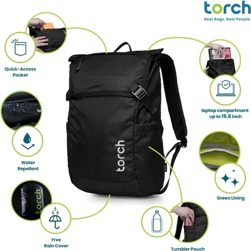 Vista 2 de torch Mochila Sinpo, Negro azabache, Mochila casual