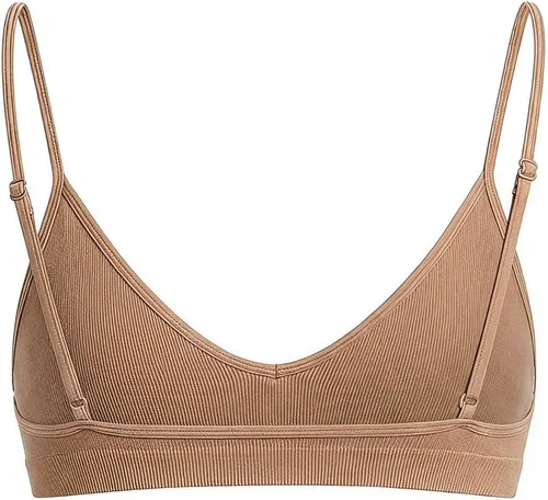 Vista 2 de SweatyRocks Bralette Triangular para Mujer con Escote Pronunciado Sujetador con Cuello en V Sin Cables Sin Relleno Suave Cómodo para Uso Diario
