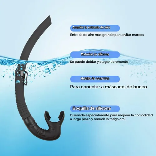 Vista 2 de Snorkel de silicona para buceo, buceo, pesca y hockey submarino o snorkel Naranja