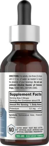 Vista 2 de Horbaach - Gotas de agua alcalinas 2 onzas líquidas Suplemento de equilibrio de pH Refuerzo con minerales Sin OMG y sin gluten