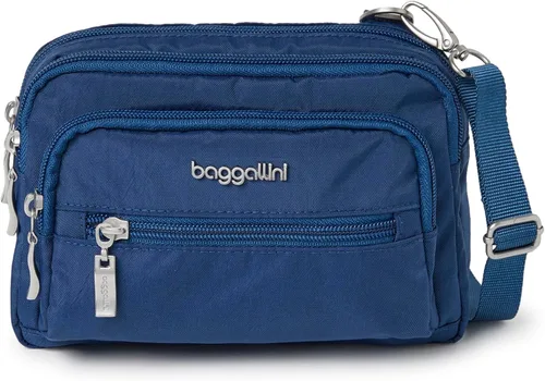 Vista 16 de Baggallini Bolsa cruzada pequeña con triple cremallera para mujer, 8 x 6 pulgadas, ligera, convertible