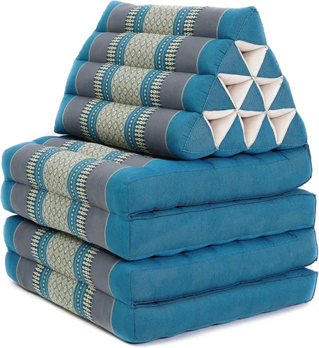 Vista 2 de Leewadee Cómodo colchón japonés de suelo, cama tailandesa con cojín triangular, colchón futón, tapete de masaje tailandés extra largo, 89 x 20 Sf22
