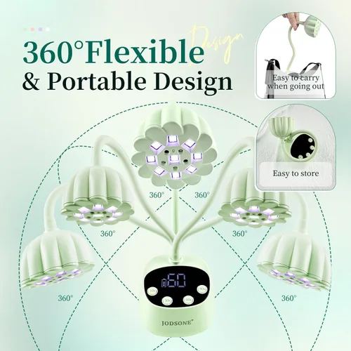 Vista 7 de JODSONE Lámpara de uñas UV de curado rápido, lámpara de cuello de cisne portátil y flexible con diseño ajustable de 360°, secadora LED recargable