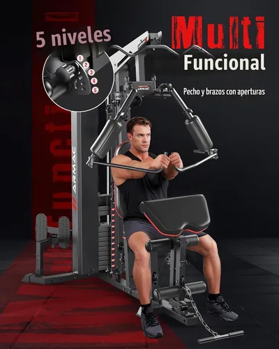Vista 2 de Sportsroyals Gimnasio en casa, equipo de gimnasio multifuncional, equipo de entrenamiento con pila de peso de 150 libras, para prensa de piernas