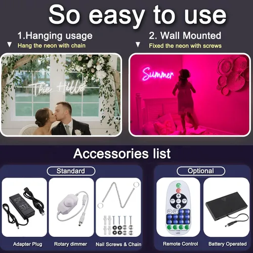 Vista 6 de Letrero de neón personalizado para boda, Binager personalizable con nombre de neón, decoración de letrero de luz regulable/RGB, personalizado