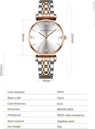 Vista 4 de Hannah Martin - Reloj de moda para mujer de cuarzo para mujer Moda de lujo