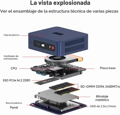 Vista 5 de Beelink SER3 Mini PC, Ryzen 3 3200U 2C/4T, 16G DDR4 500G PCIE3.0 X4 SSD