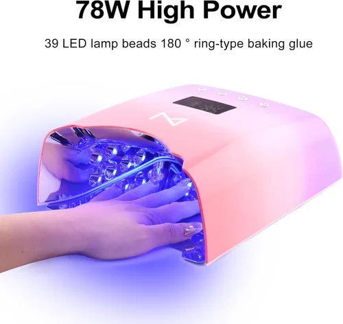 Vista 9 de M - Lámpara de curado de uñas M sin cables y recargable NEO de 78 W con 4 pantallas LCD de visualización de tiempo, sensor automático y espacio
