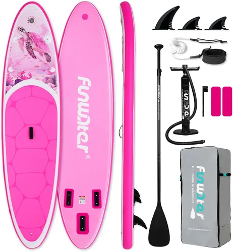 Vista 26 de FunWater Tabla de remo inflable de 11 pies y 10 pies 6 pulgadas con accesorios de tabla de remo de SUP de alta calidad, cubierta de EVA Grano