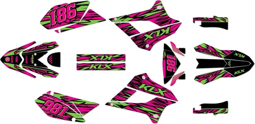 Vista 6 de Kit de gráficos para Kawasaki KLX250 2008-2020 y KLX300SM 2021-2023 Twitch Series Azul 9 mil - Easy Go - Adhesivo para motocicleta Dirt Pit Bike