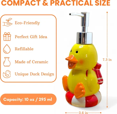 Vista 3 de Dispensador de Jabón con Forma de Pato Lindo para Fregadero de Cocina - Dispensador de Jabón para Niños para Decoración Linda de Baño - Regalo Ideal