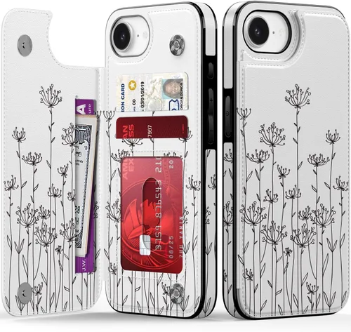 Vista 135 de FUNMIKO Funda tipo cartera para iPhone 13 con tarjetero, bloqueo RFID, protección de grado militar y obras de arte impresas con rayos UV, cierre