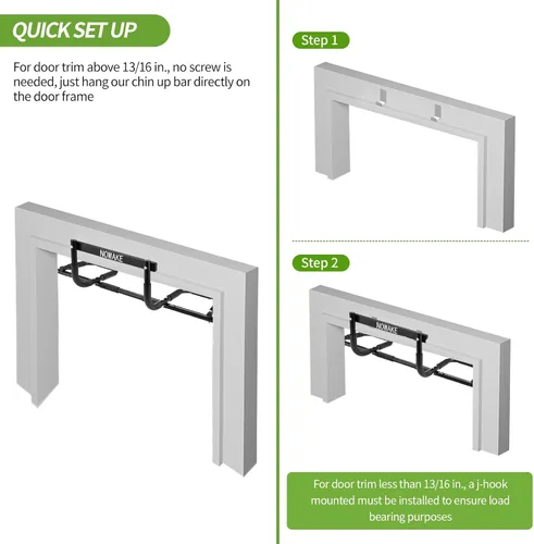Vista 7 de NOWAKE Barra de dominadas multiagarre para puerta, 330 libras, resistente, 47.3 pulgadas, ancho extra, portátil, funcional, ergonómico, marco