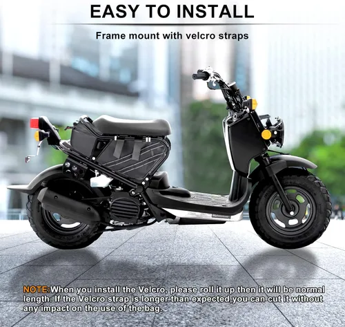 Vista 9 de Bolsa para debajo del asiento compatible con accesorios Honda Ruckus 2010-2025, bolsa de almacenamiento resistente al agua con marco lateral de Negro