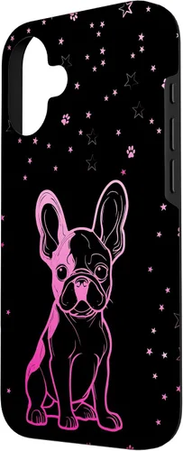 Vista 2 de Funda para iPhone 16 Bulldog francés con patrones abstractos para amantes de los perros