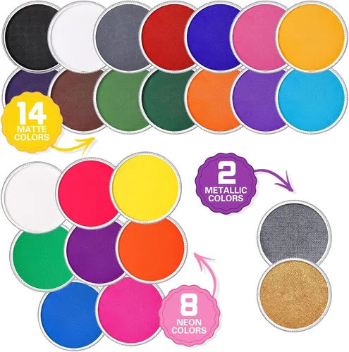 Vista 7 de Pintura facial negra (1.06 onzas), kit de pintura facial activada por agua para niños y adultos, paleta de pintura facial de maquillaje SFX