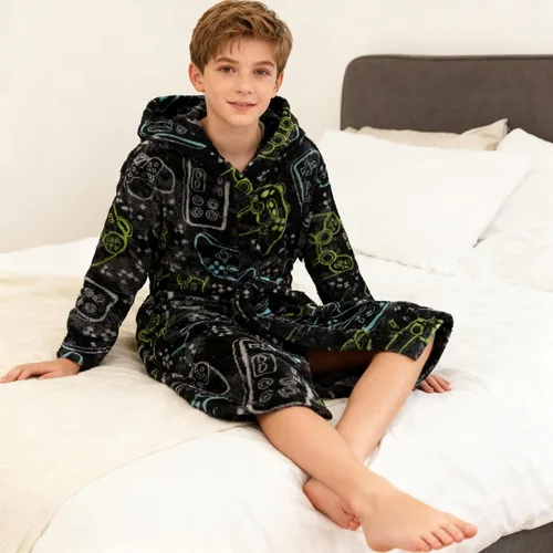 Vista 96 de E.W Apparel Bata de baño de forro polar con capucha para niños, bata suave y mullida para niños pequeños