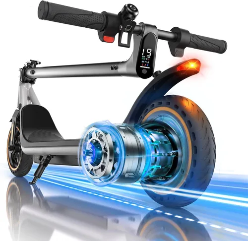Vista 10 de Scooter eléctrico para adultos, motor de 500 W, 21/19 MPH, neumático Gris