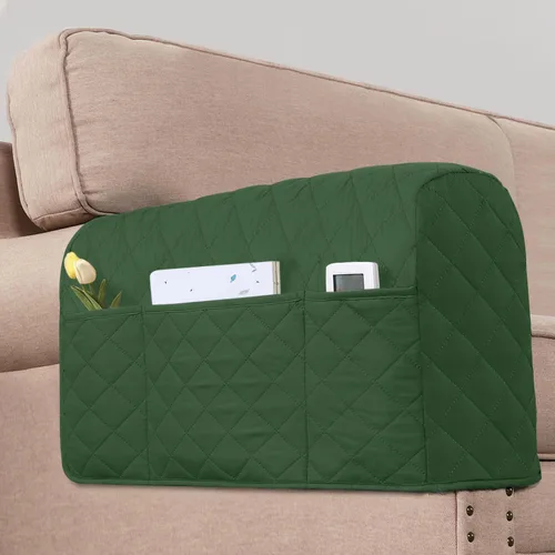 Vista 10 de Paquete de 2 fundas resistentes al agua para reposabrazos para sillas y sofás, fundas de brazo para sofá con 3 bolsillos para teléfono, sofá