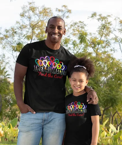Vista 3 de Camiseta con cintas de concientización sobre el cáncer con texto en inglés «They All Matter Find The Cure» Negro