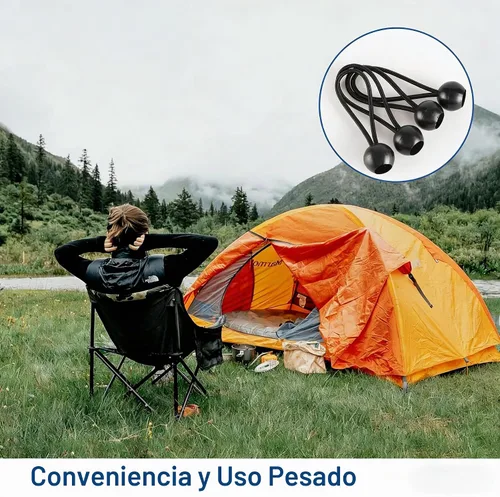 Vista 5 de ZOAN - 25 cuerdas elásticas de bolas, 6 pulgadas, resistentes para amarrar, para campamento, para tiendas de campaña, mangueras de alambre