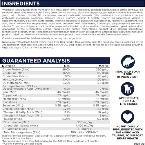 Vista 5 de NutriSource Alimento para perros Woodland Select sin granos, multiproteínas