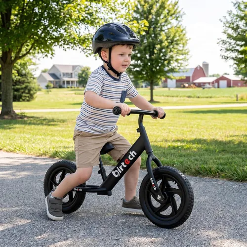 Vista 2 de Birtech Bicicleta de equilibrio para niños de 2, 3, 4, 5 años, bicicleta de equilibrio para niños de 12 pulgadas, juguetes para interiores y Negro