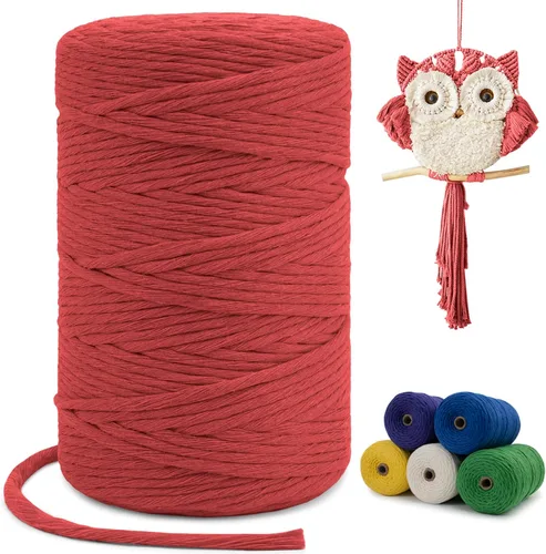 Vista 89 de Cuerda de macramé de una sola hebra de 0.197 in x 110 yardas, cuerda de macramé de algodón natural de 0.197 in, cuerda de algodón grueso para colgar