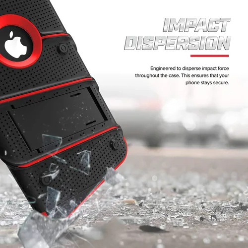 Vista 6 de Serie Zizo Bolt funda para iPhone XR de grado militar con protector de pantalla de vidrio templado, clip de cinturón, soporte, Funda con soporte.