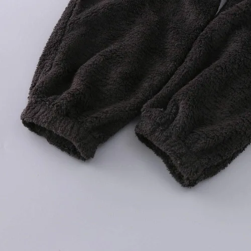 Vista 4 de Pijama de forro polar para mujer, mameluco cálido de sherpa, ropa de dormir de una pieza con cremallera y capucha