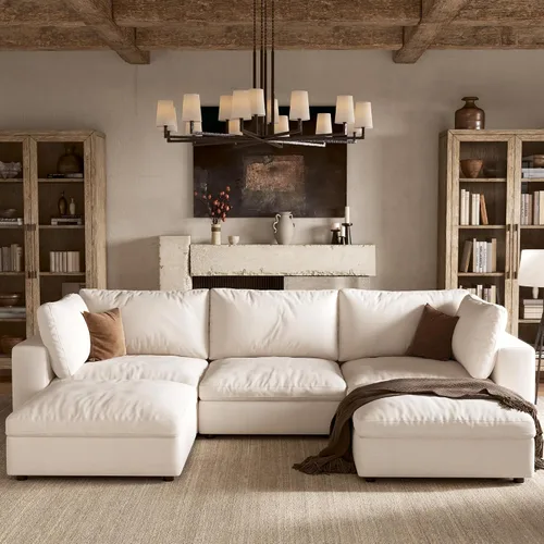 Vista 20 de Sofá modular Cloud de 110 pulgadas con funda lavable, sofá modular de asiento profundo para sala de estar, sofá modular de gran tamaño con almohada