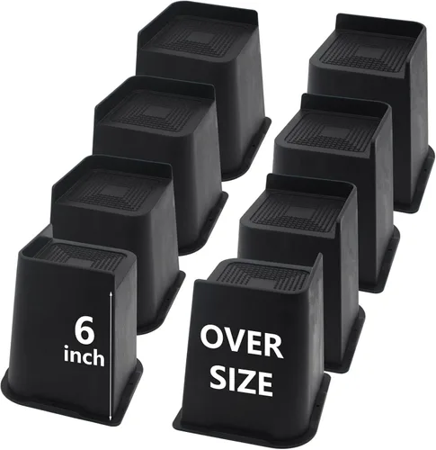 Vista 9 de Paquete de 4 elevadores de cama de 1 pulgada, elevadores de muebles de 2 pulgadas, negros, elevadores de cama resistentes para mesa, sofá, silla