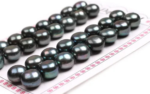 Vista 2 de 16 pares de perlas cultivadas de agua dulce de grado AAA para hacer aretes de joyería (negro)