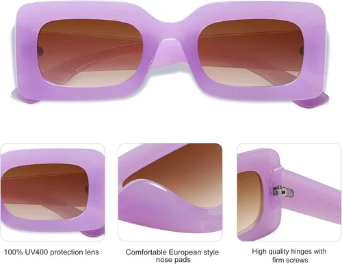 Vista 3 de SOJOS Retro 90s Nude Rectangle Sunglasses For Women Trendy Chunky Glasses Pebble SJ2160