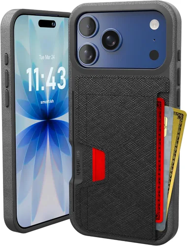 Vista 92 de Smartish Funda tipo cartera para iPhone 11 Pro - Wallet Slayer Vol. 2 [soporte protector delgado] tarjetero (seda) - Black Tie Affair Holds 3