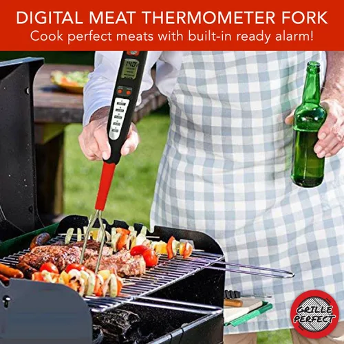 Vista 5 de Grille Perfect horquilla con termómetro digital para carne a la parrilla y asador con alarma que indica que está completa la cocción