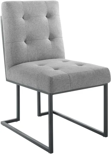 Vista 13 de Modway Privy Taburete tapizado de tela de acero inoxidable negro, beige