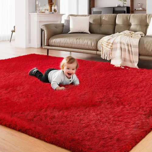 Vista 10 de AMTOVO - Alfombras peludas para sala de estar, alfombra grande de 5 x 7 pies, rosada, esponjosa, de liquidación, alfombra para dormitorio, alfombra