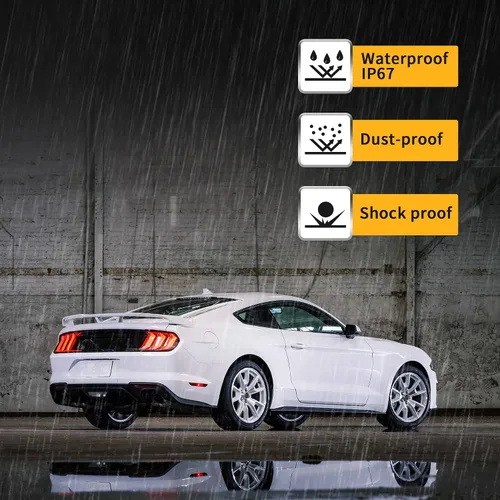 Vista 7 de Luces traseras LED VLAND Compatibles con Ford Mustang 2015-2020 con secuenciales (5 modos - lente roja)